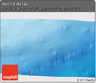 Physical 3D Map of the Area around 45° 10' 22" N, 150° 31' 30" E