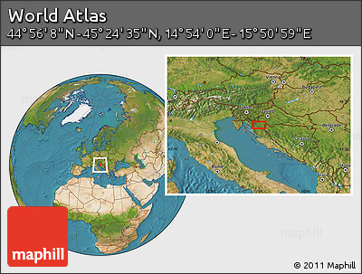 Satellite Location Map of the Area around 45° 10' 22" N, 15° 22' 30" E