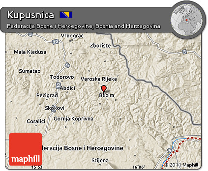 Shaded Relief Map of Kupusnica