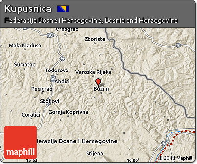 Shaded Relief Map of Kupusnica