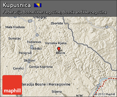 Shaded Relief Map of Kupusnica