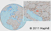 Gray Location Map of Blesići, hill shading