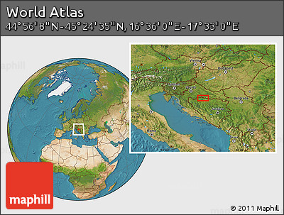 Satellite Location Map of the Area around 45° 10' 22" N, 17° 4' 30" E