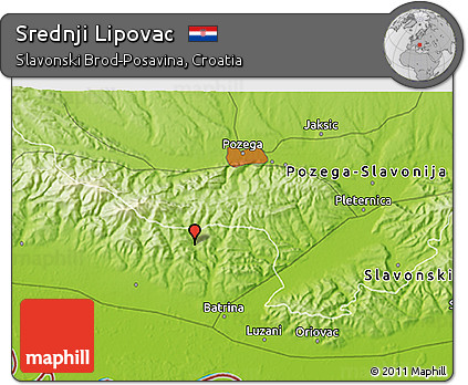 Physical 3D Map of Srednji Lipovac