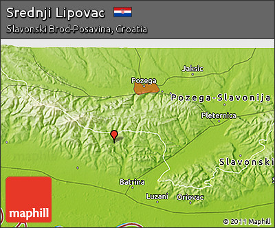 Physical 3D Map of Srednji Lipovac