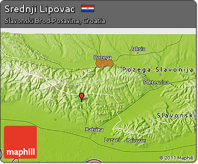 Physical 3D Map of Srednji Lipovac