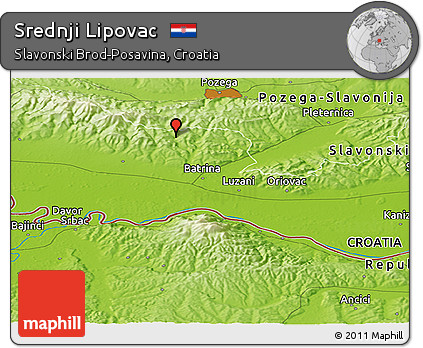 Physical Panoramic Map of Srednji Lipovac