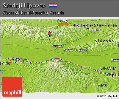 Physical Panoramic Map of Srednji Lipovac