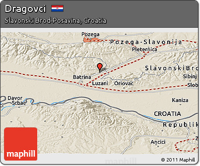 Shaded Relief Panoramic Map of Dragovci