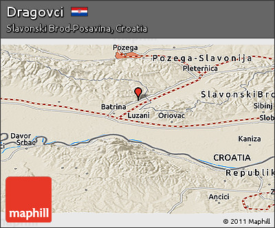 Shaded Relief Panoramic Map of Dragovci