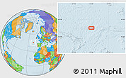 Political Location Map of the area around 45° 10' 22" N, 17° 46' 29" W