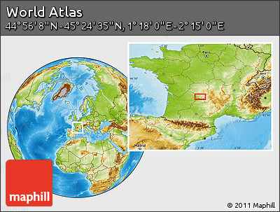 Physical Location Map of the Area around 45° 10' 22" N, 1° 46' 29" E
