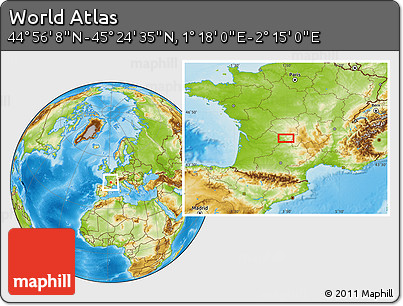 Physical Location Map of the Area around 45° 10' 22" N, 1° 46' 29" E
