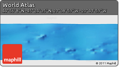 Shaded Relief Panoramic Map of the Area around 45° 10' 22" N, 21° 10' 29" W