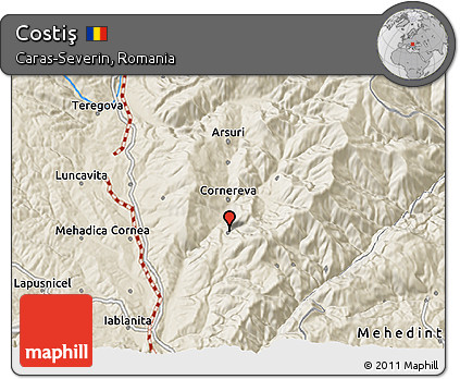 Shaded Relief 3D Map of Costiş