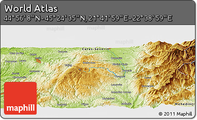 Physical Panoramic Map of the Area around 45° 10' 22" N, 22° 10' 29" E