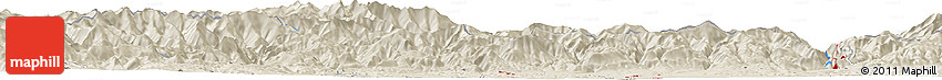 Shaded Relief Horizon Map of the Area around 45° 10' 22" N, 23° 1' 29" E