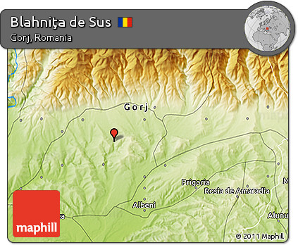 Physical 3D Map of Blahniţa De Sus