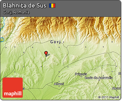 Physical 3D Map of Blahniţa De Sus