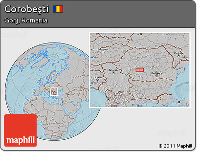 Gray Location Map of Corobeşti, hill shading