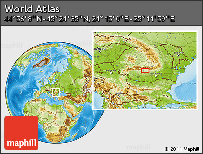 Physical Location Map of the Area around 45° 10' 22" N, 24° 43' 30" E