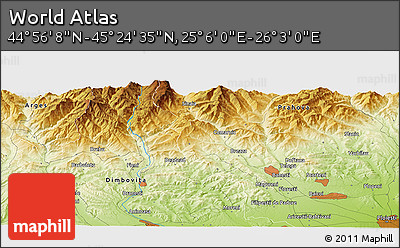 Physical Panoramic Map of the Area around 45° 10' 22" N, 25° 34' 30" E
