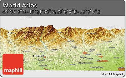 Physical Panoramic Map of the Area around 45° 10' 22" N, 25° 34' 30" E