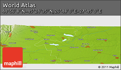 Physical Panoramic Map of the Area around 45° 10' 22" N, 27° 16' 29" E