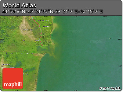Satellite Map of the Area around 45° 10' 22" N, 29° 49' 30" E