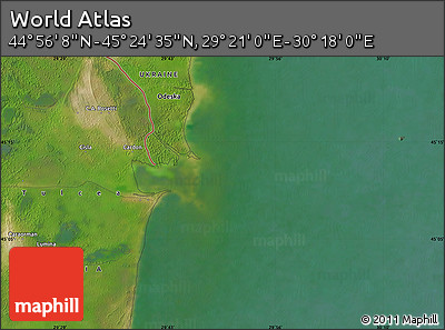 Satellite Map of the Area around 45° 10' 22" N, 29° 49' 30" E