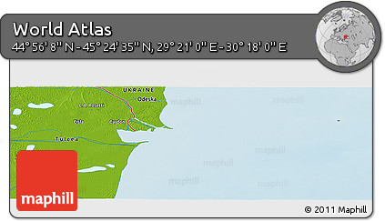 Physical Panoramic Map of the Area around 45° 10' 22" N, 29° 49' 30" E