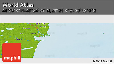 Physical Panoramic Map of the Area around 45° 10' 22" N, 29° 49' 30" E