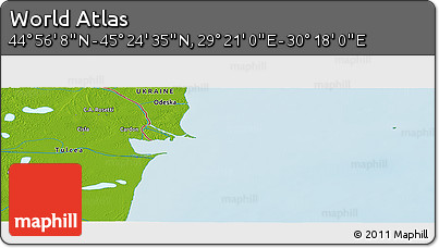 Physical Panoramic Map of the Area around 45° 10' 22" N, 29° 49' 30" E