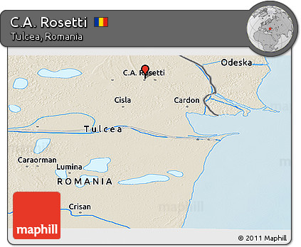 Shaded Relief Panoramic Map of C.A. Rosetti