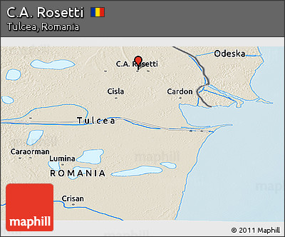 Shaded Relief Panoramic Map of C.A. Rosetti