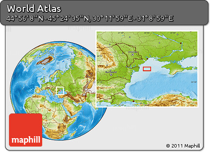 Physical Location Map of the Area around 45° 10' 22" N, 30° 40' 29" E