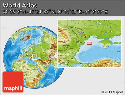 Physical Location Map of the Area around 45° 10' 22" N, 30° 40' 29" E