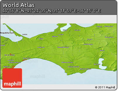 Physical 3D Map of the Area around 45° 10' 22" N, 35° 46' 29" E