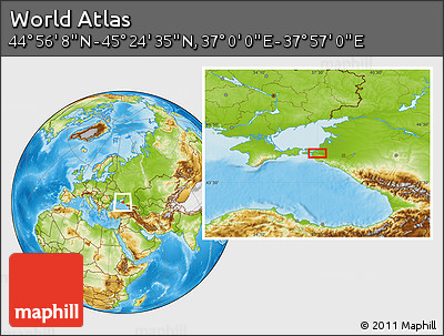 Physical Location Map of the Area around 45° 10' 22" N, 37° 28' 30" E