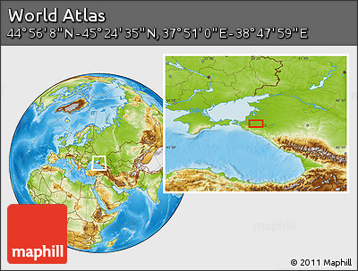 Physical Location Map of the Area around 45° 10' 22" N, 38° 19' 30" E