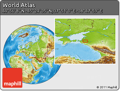 Physical Location Map of the Area around 45° 10' 22" N, 38° 19' 30" E