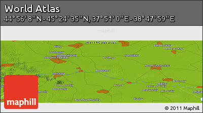 Physical Panoramic Map of the Area around 45° 10' 22" N, 38° 19' 30" E