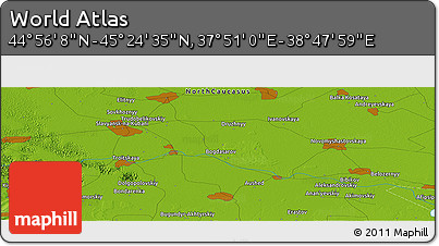 Physical Panoramic Map of the Area around 45° 10' 22" N, 38° 19' 30" E