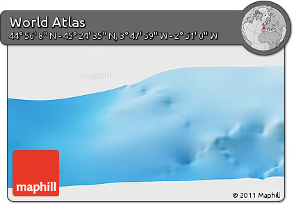 Shaded Relief Panoramic Map of the Area around 45° 10' 22" N, 3° 19' 30" W