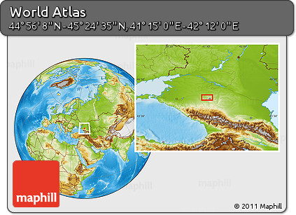 Physical Location Map of the Area around 45° 10' 22" N, 41° 43' 30" E