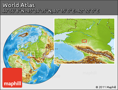 Physical Location Map of the Area around 45° 10' 22" N, 41° 43' 30" E