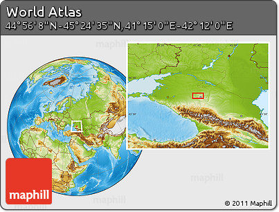 Physical Location Map of the Area around 45° 10' 22" N, 41° 43' 30" E
