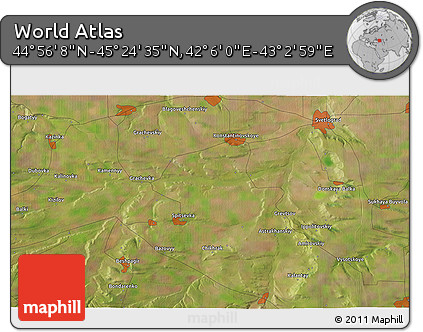 Satellite 3D Map of the Area around 45° 10' 22" N, 42° 34' 30" E