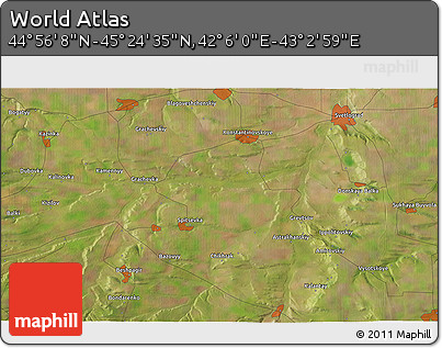 Satellite 3D Map of the Area around 45° 10' 22" N, 42° 34' 30" E