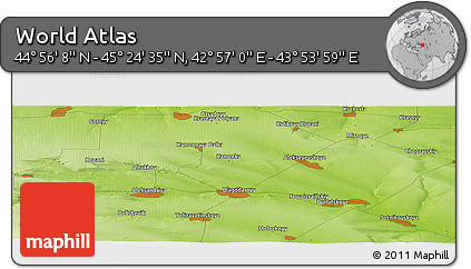 Physical Panoramic Map of the Area around 45° 10' 22" N, 43° 25' 29" E